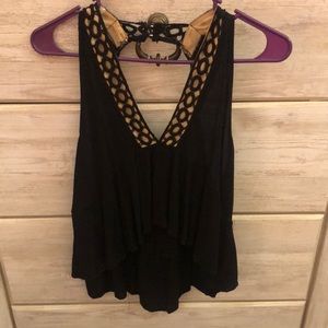 Black and cream lace top
